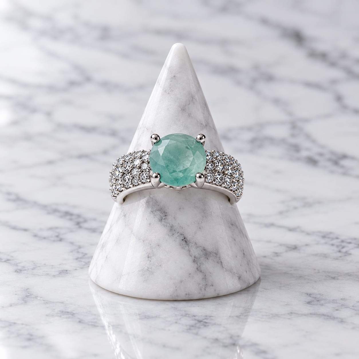 Aqua solitaire ring