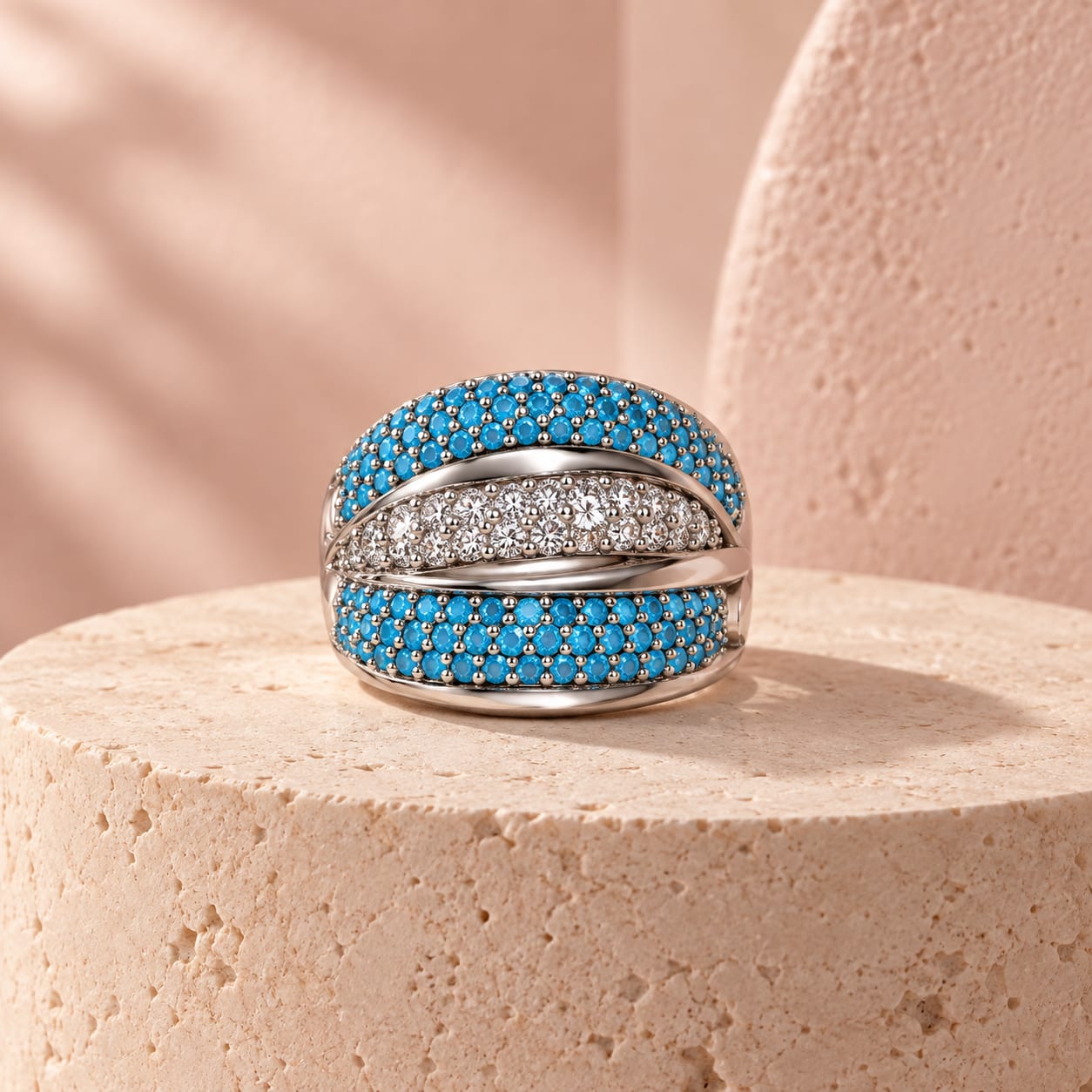 Turquoise pave ring