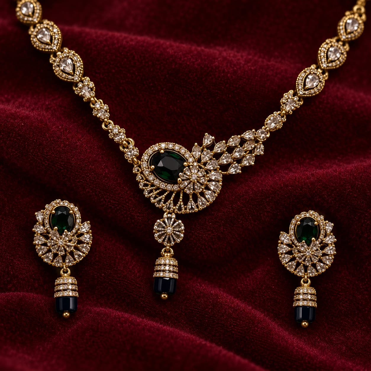 Emerald jhumka set