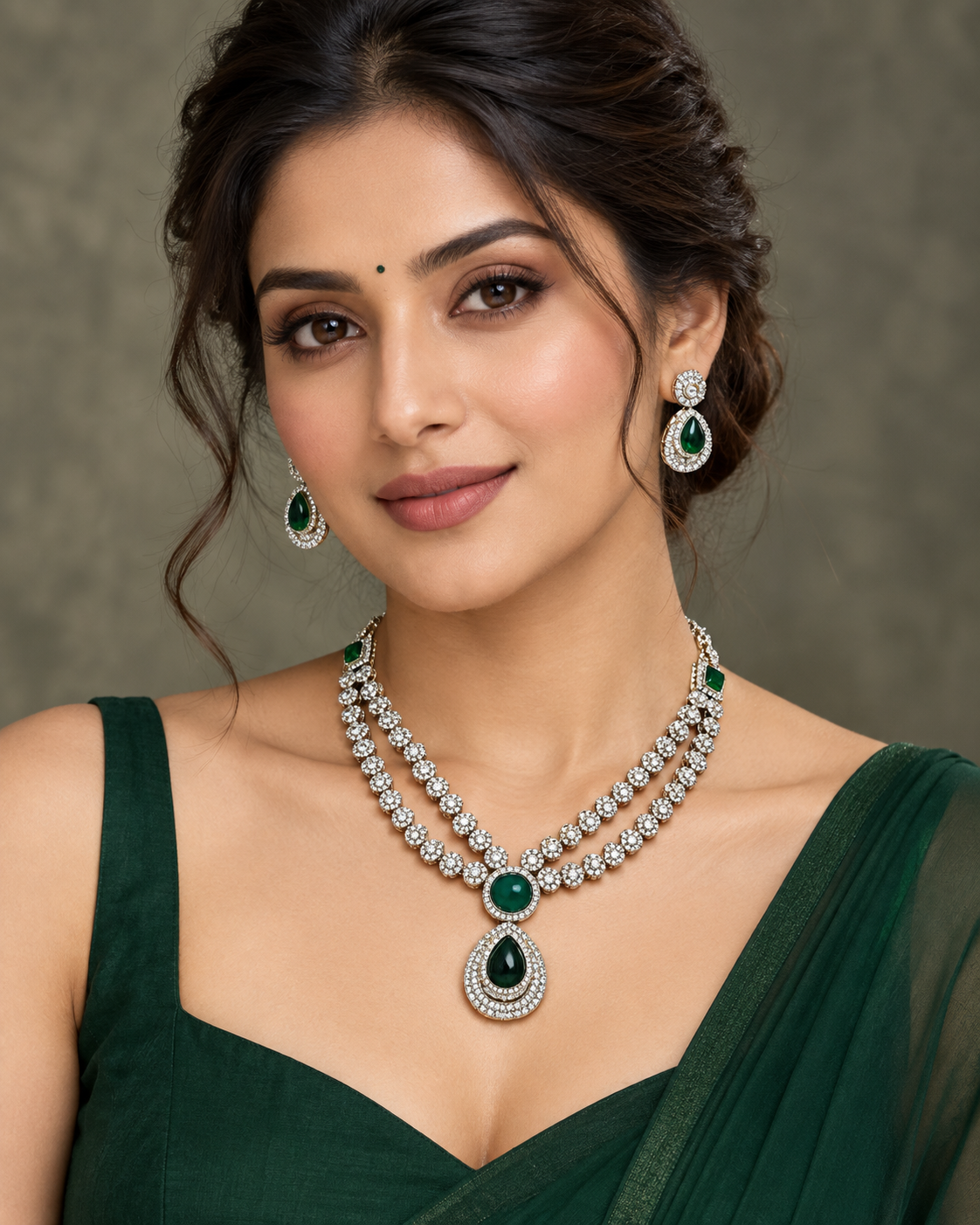 Green Drop Necklace Set