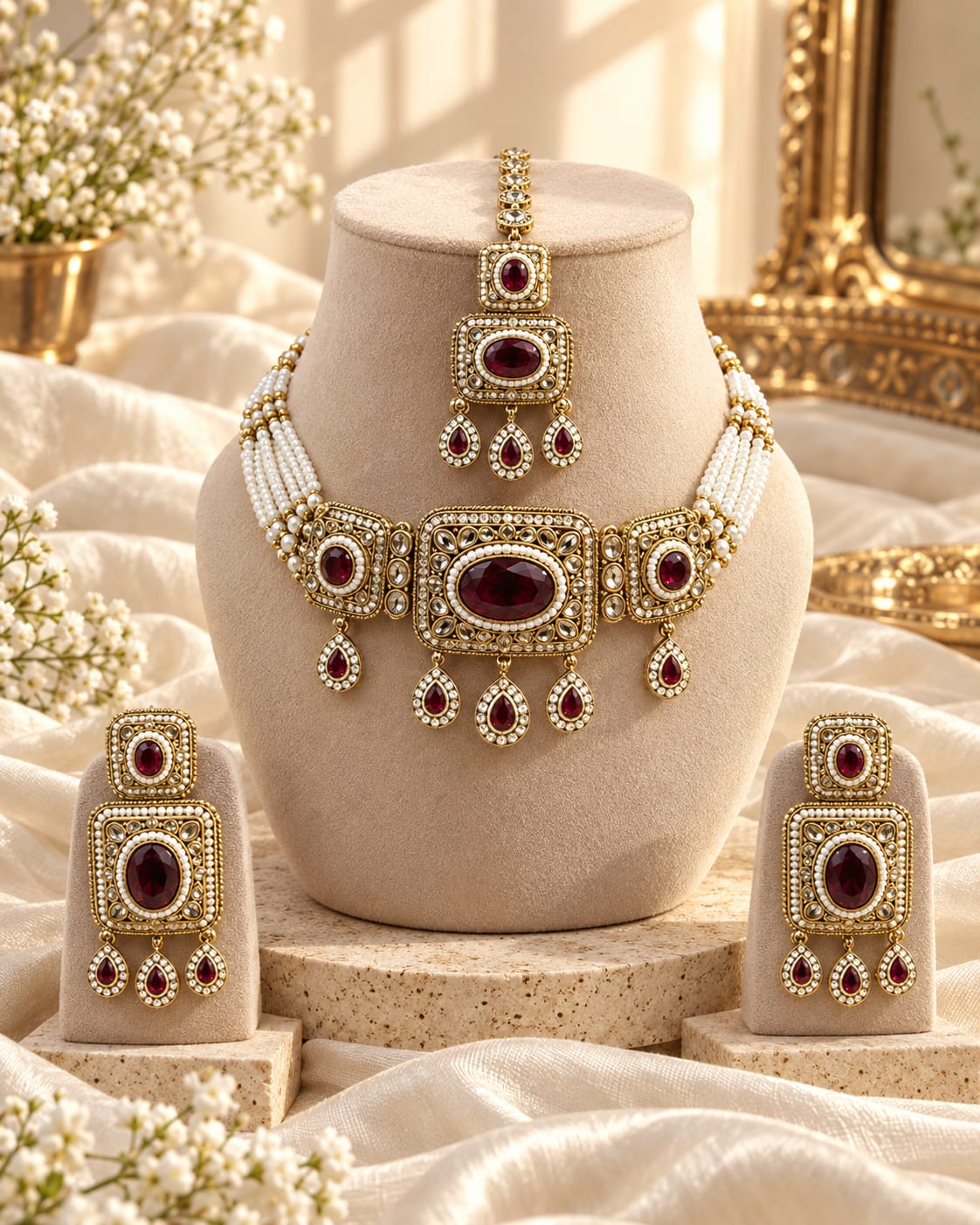 Ruby pearl choker
